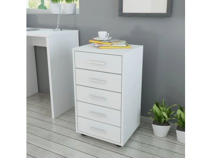 vidaXL Kancelárska skrinka s 5 zásuvkami, biela