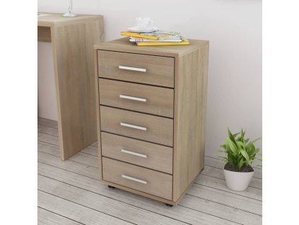 vidaXL Kancelárska skrinka s 5 zásuvkami, dubová