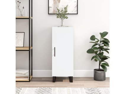 vidaXL Komoda biela 34,5x34x90 cm spracované drevo