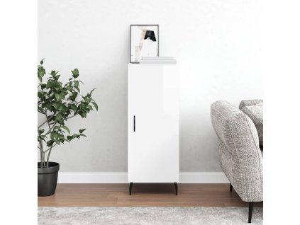 vidaXL Komoda lesklá biela 34,5x34x90 cm spracované drevo