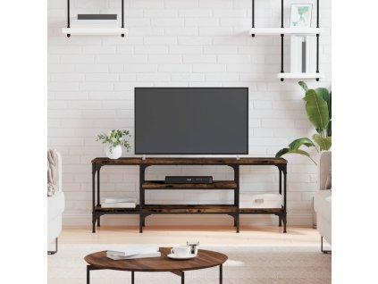 vidaXL TV skrinka dymový dub 121x35x45 cm kompozitné drevo a železo