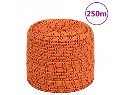 vidaXL Lodné lano oranžové 8 mm 250 m polypropylén