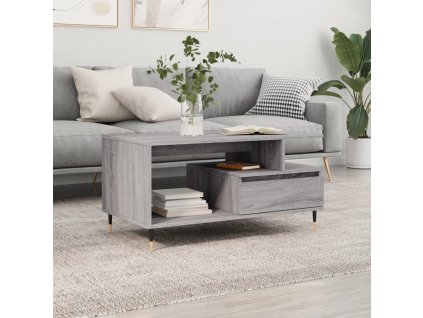 vidaXL Konferenčný stolík sivý sonoma 90x49x45 cm spracované drevo