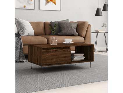 vidaXL Konferenčný stolík hnedý dub 90x50x36,5 cm spracované drevo