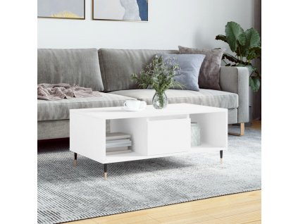 vidaXL Konferenčný stolík biely 90x50x36,5 cm spracované drevo