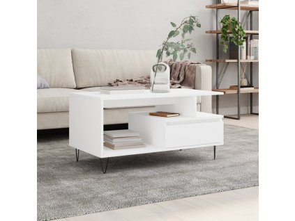 vidaXL Konferenčný stolík biely 90x49x45 cm spracované drevo