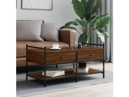 vidaXL Konferenčný stolík hnedý dub 99x50x50 cm kompozitné drevo