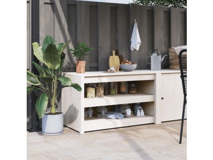 vidaXL Vonkajšia kuchynská skrinka biela 106x55x64 cm borovicový masív