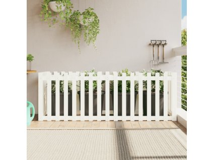 vidaXL Vyvýšený záhon s dizajnom plotu biely 200x50x70 cm mas.borovica