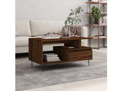 vidaXL Konferenčný stolík hnedý dub 90x49x45 cm spracované drevo