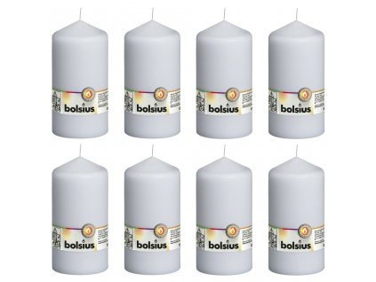 Bolsius Rustikálne valcové sviečky 8 ks 150x78 mm, biele