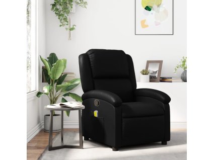 vidaXL Sklápacie masážne kreslo čierne lesklé umelá koža