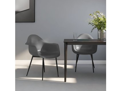 vidaXL Jedálenské stoličky 2 ks, sivé, PP