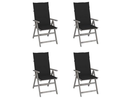 vidaXL Záhradné sklápacie stoličky 4 ks s podložkami akáciový masív