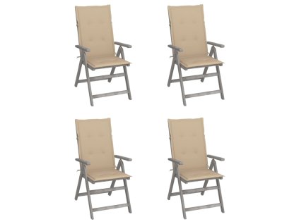 vidaXL Záhradné sklápacie stoličky 4 ks s podložkami akáciový masív