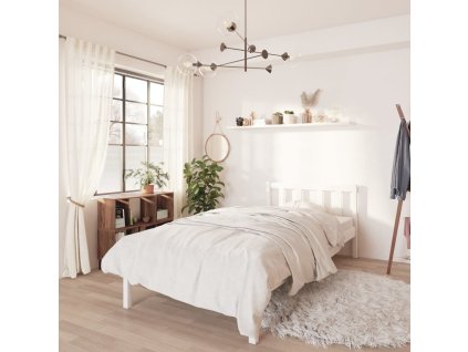 vidaXL Posteľný rám biely borovicový masív 100x200 cm