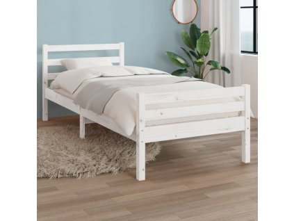 vidaXL Posteľný rám biely masívne drevo 100x200 cm