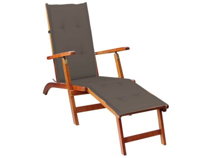 vidaXL Kreslo na terasu s opierkou na nohy a podložkou akáciový masív