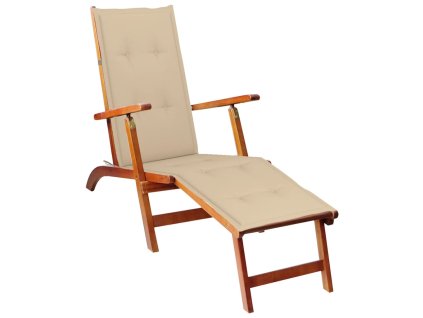 vidaXL Kreslo na terasu s opierkou na nohy a podložkou, akáciový masív