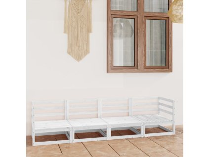 vidaXL Záhradná 4-miestna biela pohovka masívna borovica