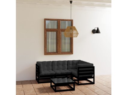 vidaXL 5-dielna záhradná súprava s podložkami, borovicový masív