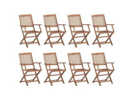 vidaXL Skladacie vonkajšie stoličky 8 ks akáciový masív