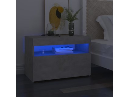 vidaXL Nočný stolík a LED svetlá 2 ks betónový sivý 60x35x40 cm