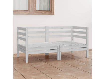 vidaXL Záhradná 2-miestna pohovka biela masívna borovica