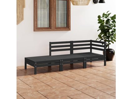 vidaXL 3-dielna záhradná sedacia súprava čierna masívna borovica