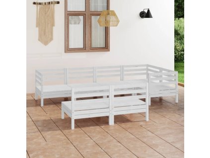 vidaXL 7-dielna záhradná sedacia súprava masívna borovica biela