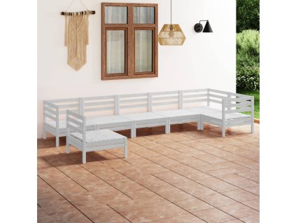 vidaXL 7-dielna záhradná sedacia súprava masívna borovica biela