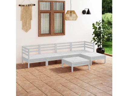 vidaXL 6-dielna záhradná sedacia súprava masívna borovica biela