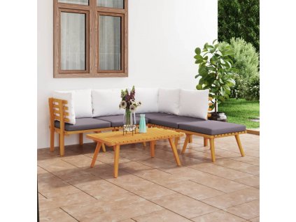 vidaXL 6-dielna sada záhradného salónika s vankúšmi masívna akácia