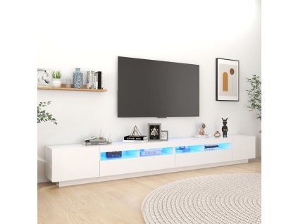 vidaXL TV skrinka s LED svetlami biela 300x35x40 cm