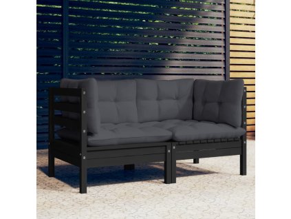 vidaXL 2-miestna záhradná pohovka s antracitovými vankúšmi borovicový masív