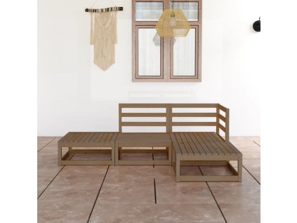 vidaXL 4-dielna záhradná sedacia súprava medovo-hnedá borovicový masív