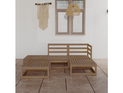 vidaXL 5-dielna záhradná sedacia súprava medovo-hnedá borovicový masív