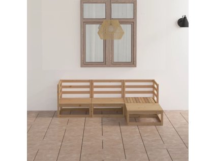 vidaXL 4-dielna záhradná sedacia súprava medovo-hnedá borovicový masív