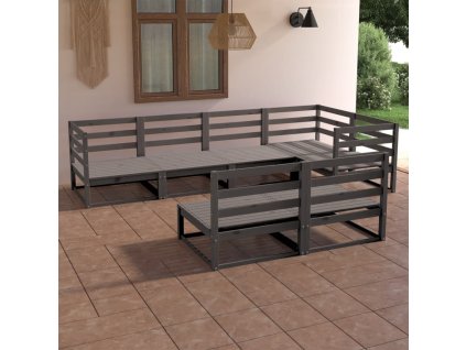 vidaXL 7-dielna záhradná sedacia súprava sivá borovicový masív