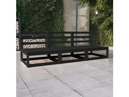 vidaXL Záhradná 3-miestna pohovka čierna masívna borovica