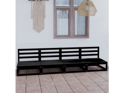 vidaXL Záhradná 4-miestna pohovka čierna masívna borovica