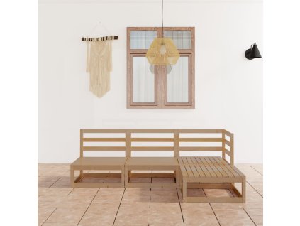 vidaXL 4-dielna záhradná sedacia súprava medovo-hnedá borovicový masív