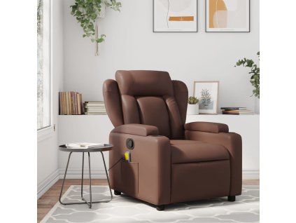 vidaXL Sklápacie masážne kreslo hnedé umelá koža