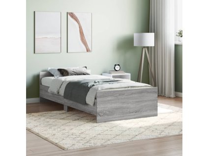 vidaXL Posteľný rám sivý dub sonoma 100x200 cm borovicový masív