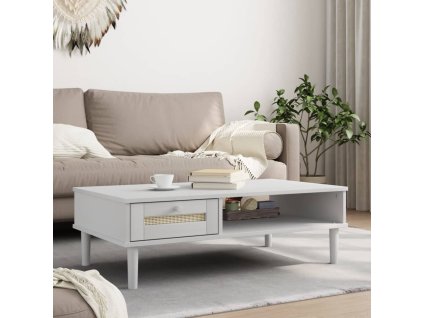 vidaXL Konferenčný stolík SENJA ratan. vzhľad biely 100x55x33 cm masív