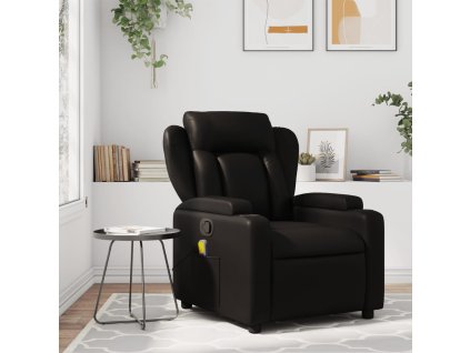 vidaXL Sklápacie masážne kreslo čierne lesklé umelá koža