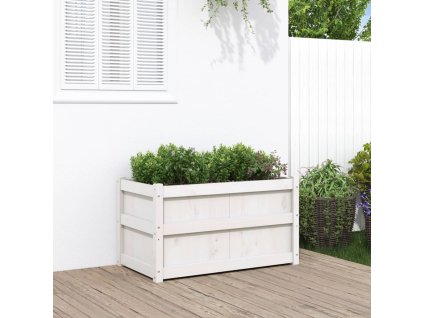 vidaXL Záhradný kvetináč biely 90x50x50 cm borovicový masív