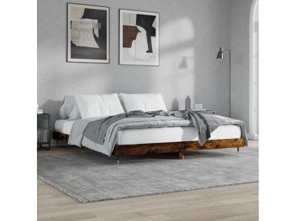 vidaXL Posteľný rám dymový dub 200x200 cm kompozitné drevo