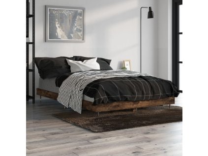 vidaXL Posteľný rám dymový dub 120x190 cm borovicový masív