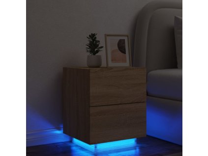 vidaXL Nočný stolík s LED svetlami dub sonoma kompozitné drevo